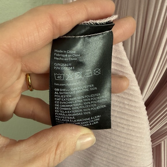 H&M Pleated Wrap Dress Womens S Blush Pink Fairycore Feminine Coquette Wedding - Picture 7 of 11